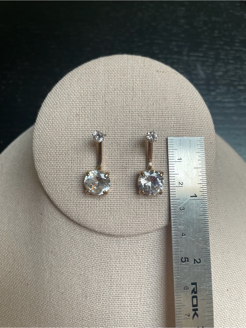 2 in 1 Gold Tone Crystal Drop Earrings,  Stud & Drop Earrings